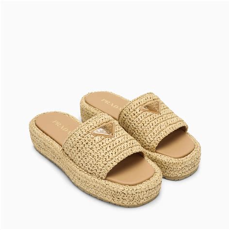 prada jewel and raffia sandals|prada raffia slides for sale.